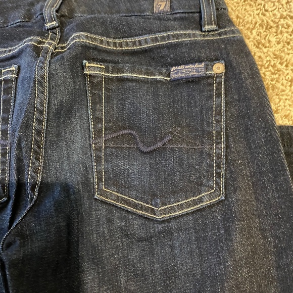 7 For All Mankind Dark Blue Straight Leg Jeans - Picture 2 of 7